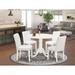 Winston Porter Hedwige 5 - Piece Drop Leaf Solid Wood Rubberwood Dining Set Wood/Upholstered in White | 29.5 H in | Wayfair