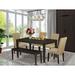 Alcott Hill® Melva 6 - Piece Rubber Solid Wood Dining Set Wood/Upholstered in Brown | 30 H in | Wayfair 273B87AB73724835AB9A6EC86BCBA3B4