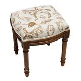 Charlton Home® Kempf Linen Vanity Stool Linen/Wood/Upholstered in Brown | 19 H x 16 W x 15 D in | Wayfair F25CDA3744EF4A00A8A8E7422B85D623