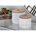 Dotted Line™ Modern Round 2 Piece Kitchen Canister Set w/ Lid Metal in White | 7 H x 7 W x 7 D in | Wayfair WLFR4779 43156499