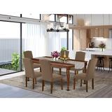 Darby Home Co Berton Solid Wood Rubberwood Dining Set Wood/Upholstered in Brown | Wayfair 646798FA11E14624B4DAA7EC94F14DC1