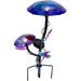 Red Barrel Studio® Elland Mushroom w/ Butterfly Garden Stake Glass/Metal in Indigo | 14.8 H x 6 W x 9.5 D in | Wayfair GRDNLT-MSHRM-PRPLE