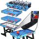 HLC 5 In 1 Multi Game Combination Table Set 4ft Game Table with Accessories, Foosball Table,Ping Pong,Pool Billiards,Air Hockey,basketball for Kids Adults Family Birthday