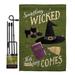 Breeze Decor Something Wicked Fall Halloween Impressions Decorative 2-Sided Polyester 19 x 13 in. Flag Set in Green | 18.5 H x 13 W in | Wayfair