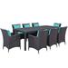 Convene 9 Piece Outdoor Patio Dining Set in Espresso Turquoise - East End Imports EEI-2217-EXP-TRQ-SET