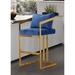 Everly Quinn Giroux Bar & Extra Tall Stool Upholstered/Velvet/Metal in Blue | 41 H x 19.25 W x 21.5 D in | Wayfair 8D15841C1F0541B9A1CC2CA784F787E8