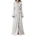 Ladies Fleece Dressing Gown Hooded Soft Cosy Housecoat Full Length Loungewear White L