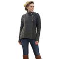 Aran Woollen Mills Asymmetrical Irish Multi Cable Wool Cardigan (Charcoal, X-Large)