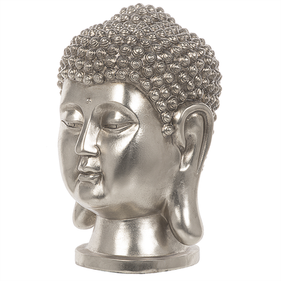 Dekofigur Silber 24 x 41 cm Polyresin Buddha Figur Pflegeleicht Wohnaccessoires Elegant