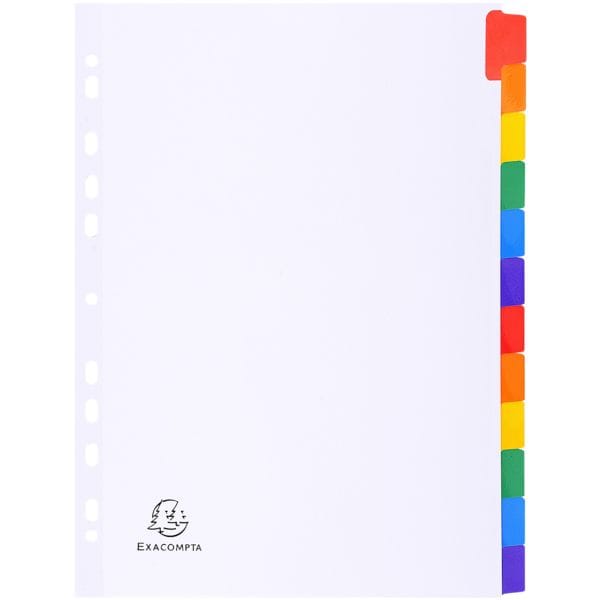 EXACOMPTA 20x Kartonregister 12-teilig blanko A4 mit Deckblatt weiß, 22.5x29.7 cm Image