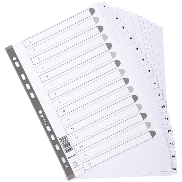 EXACOMPTA 25x Kartonregister 1-10 (10-teilig) A4 mit Deckblatt weiß, 22.3x29.7 cm Image
