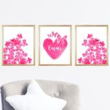 Outside In Art Studio Butterflies & Flowers w/ Personalized Heart, Paper Prints Paper in Pink | 14 H x 11 W x 0.06 D in | Wayfair