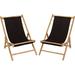 Bay Isle Home™ Kristi Folding Deck Chair Solid Wood in Black/Brown | 33.1 H x 24.4 W x 37 D in | Wayfair 7E53C46EF2F04746849EC54AC9CD145D