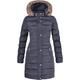 Spindle Womens Long Fur Trimmed Hooded Padded Puffer Parka Ladies Winter Jacket Coat UK 14 / Large Navy Blue