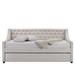 Lark Manor™ Elanah Twin Daybed w/ Trundle Upholstered/Polyester in Brown/Gray/White | 39 H x 42 W x 84 D in | Wayfair