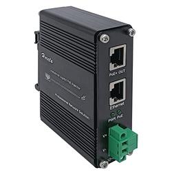Hardened Industrial Gigabit PoE+ Injector 12-48VDC Input with DIN-Rail and Wall Mount Connecting The IEEE 802.3 af/at PoE Device