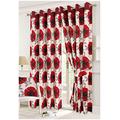 Hendem Tradings® Ring Top Curtains Thick Poly-Cotton Floral Print Eyelet Lined Pair Curtain (Isla Poppy Red, 90" x 72")