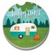 Millwood Pines Absorbent Retro Happy Camper Car Coaster Stoneware in Green | 0.8 H x 2.6 D in | Wayfair E7C6A8A218664FC59C4B6054434A2A73