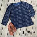 J. Crew Tops | J. Crew Anchor Printed Scoopneck Button Blouse M | Color: Blue/White | Size: M