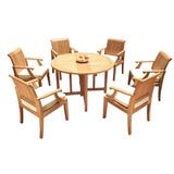 Rosecliff Heights Camren 7 Piece Teak Outdoor Dining Set Wood/Teak in Brown/White | 30.5 H x 48 W x 48 D in | Wayfair