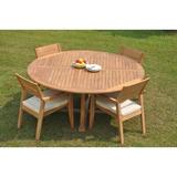 Rosecliff Heights SaintCroix 5 Piece Teak Outdoor Dining Set Wood/Teak in Brown/White | 30.5 H x 72 W x 72 D in | Wayfair