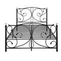 4FT6 Double Black or White Luxury Metal Bed Frame with Crystal Finials (Black)