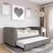 Little Seeds Valentina Twin Daybed w/ Trundle Wood/Upholstered in Gray | 36 H x 45 W x 83.5 D in | Wayfair 4403439LS