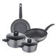 Bergner - Orion 6 Piece Non-Stick Pots and Pans Set - Induction Hob Aluminium Cookware Set - Includes 24cm Frying Pan, 28cm Wok, 20cm and 24cm Casseroles with 2 Glass Lids and Heat Resistant Handles