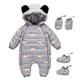 LPATTERN Newborn Baby Girls Boys Warm Rompers Winter Infant Bodysuits All in one Snowsuit Outfit One Piece Down Coat, Grey, Age 0-6 Month/Tag 70