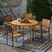 Latitude Run® Forestal Round 4 - Person 47.25" Long Outdoor Dining Set Wood in Brown | 30 H x 47.25 W x 47.25 D in | Wayfair