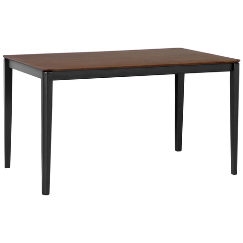 Esstisch dunkler Holzfarbton mit Schwarz MDF Tischplatte Gummibaumholz Tischbeine Matt Rechteckig Modern Industriell