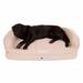 3 Dog Personalized EZ Wash Premium Memory Foam Bolster Dog Bed, 32" L X 21" W X 9" H, Houndstooth, Small, Off-White / Tan