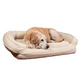 3 Dog Personalized EZ Wash Premium Memory Foam Bolster Dog Bed, 32" L X 21" W X 9" H, Ivory, Small, Cream