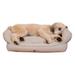 3 Dog Personalized EZ Wash Premium Memory Foam Bolster Dog Bed, 32" L X 21" W X 9" H, Plaid, Small, Blue / Cream