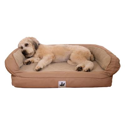 3 Dog Personalized EZ Wash Fleece Bolster Dog Bed, 32" L X 21" W X 9" H, Tan