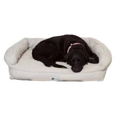 3 Dog Personalized EZ Wash Premium Memory Foam Bolster Dog Bed, 38" L X 26" W X 10" H, Plaid