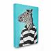 Ebern Designs Tejal Zebra in a Striped Shirt Portrait Wall Décor Canvas/Metal in Blue | 40 H x 30 W x 1.5 D in | Wayfair