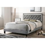 House of Hampton® Vernon Tufted Upholstered Low Profile Standard Bed Wood in Gray/Brown | 45.5 H x 64 W x 86 D in | Wayfair