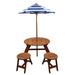 Arlmont & Co. Khaleesi 4 Piece Wood Round Table & Chair Set w/ Umbrella Wood in Brown | 19 H x 27 W in | Wayfair 77AC699977A142838A13E86A8CFEAE91