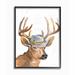 Ebern Designs Walid Funny Hat Fashion Deer Watercolor Painting Wall Décor Wood in Brown | 20 H x 16 W x 1.5 D in | Wayfair
