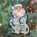 The Holiday Aisle® Deco Tiger Santa Hanging Wood Ornament Wood in Black/Blue/Brown | 5 H x 5.5 W x 0.3 D in | Wayfair 8118091