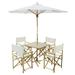 Longshore Tides Sheila Patio 6 Piece Dining Set w/ Umbrella Wicker/Rattan in White | Wayfair 27EAC62362574D95A84403DEBDAFA7CD