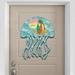 Ebern Designs Jellyfish Coastal Beach Wooden Decorative Door Hanger Wall Decor Wood in Brown | 20 H x 20 W x 0.25 D in | Wayfair