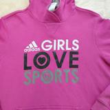 Adidas Shirts & Tops | Adidas | Girls Love Sports Hoodie | Color: Black/Pink | Size: Xlg
