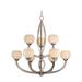 Wrought Studio™ Lenore 9-Light Shaded Tiered Chandelier Metal in Gray/White | Wayfair 2962-09