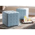 Baxton Studio Elladio Modern Light Blue Fabric Tufted Cube Ottoman (Set of 2) - BBT5127-Light Blue-Otto