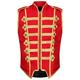 Ro Rox Men's Marching Band Vest Drummer Sleeveless Parade Jacket - Red & Gold (XS)