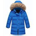 iDrawl Unisex Boys Girls Winter Padded Jacket Coat with Faux Fur Hood Zipper Warm Down Coat for 12 to 13 Years Blue