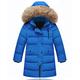 iDrawl Unisex Boys Girls Winter Padded Jacket Coat with Faux Fur Hood Zipper Warm Down Coat for 12 to 13 Years Blue