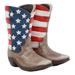 Tiayn Foundry Select Patriotic Stars & Stripes American Flag Boots Salt & Pepper Shaker Set Glass in Brown | 4.5 H x 4.25 W x 4 D in | Wayfair